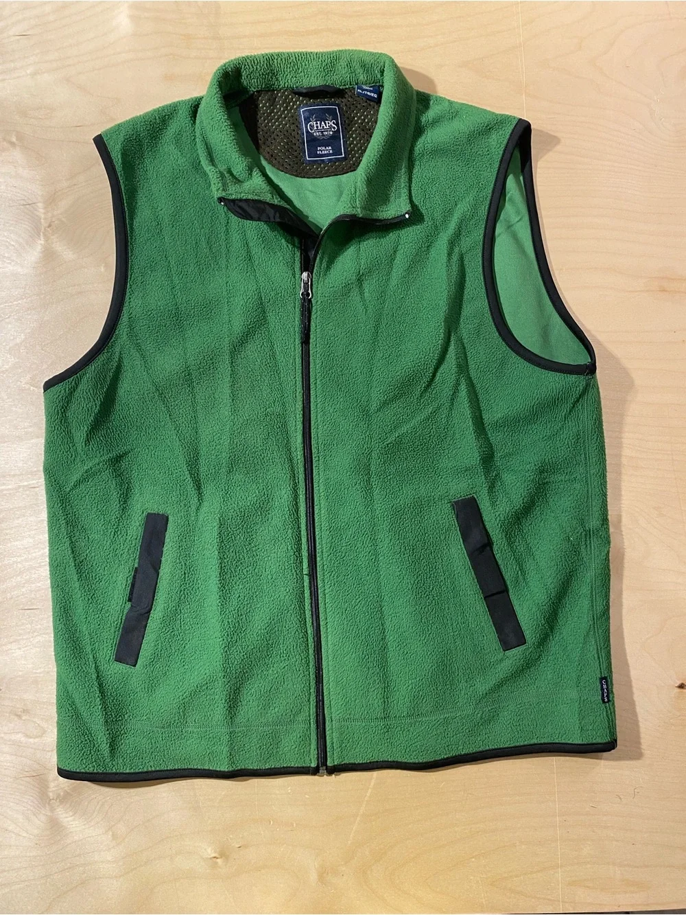 Chaps Men’s Green Polar Fleece Vest - Full-Zip Layering Piece XL (SX)